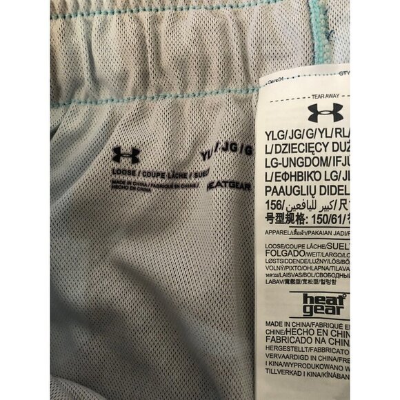 NWT Under Armour Girls Size L Running Shorts Heat Gear Blue Loose Fit - Picture 5 of 5